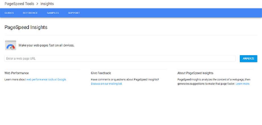 Google PageSpeed Insights frontpage