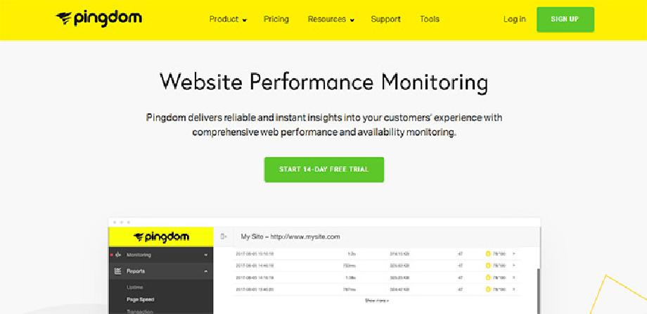 Pingdom Speed Test frontpage